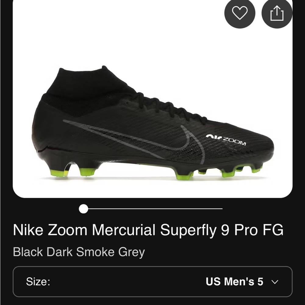 Nike Zoom Mercurial Superfly 9 Pro FG Black Gray Soccer Cleats